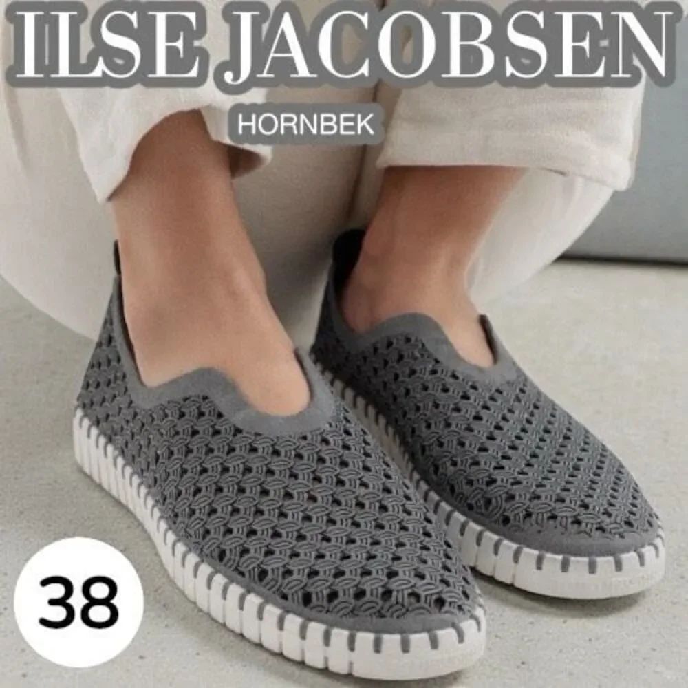 Ilse Jacobsen Women's Tulip 139 Perforated Slip On Comfort Shoes Gray Size 38